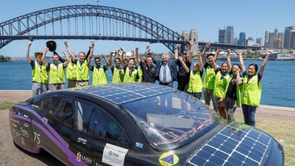 UNSW Students and the solar car they built