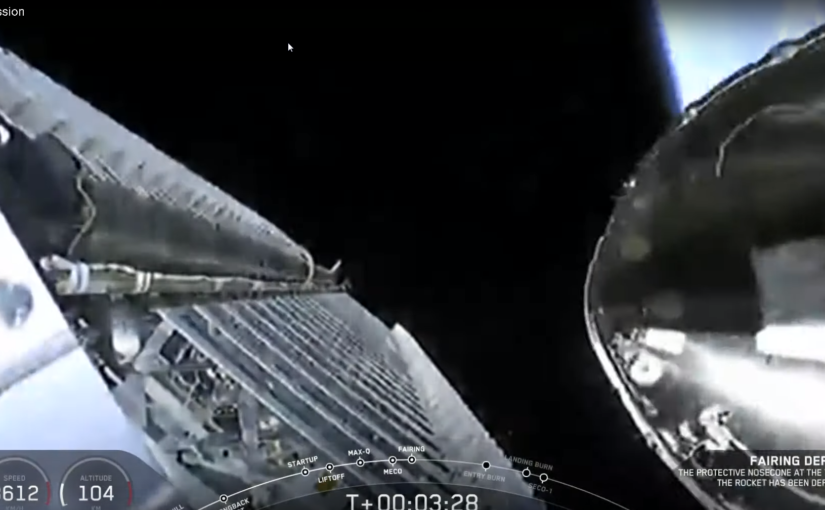 Space X second use Fairing deployment along with another 60 Starlink satellites